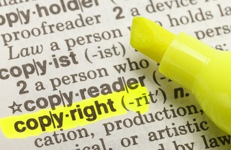 Word "copyright" highlighted representing intellectual property insurance