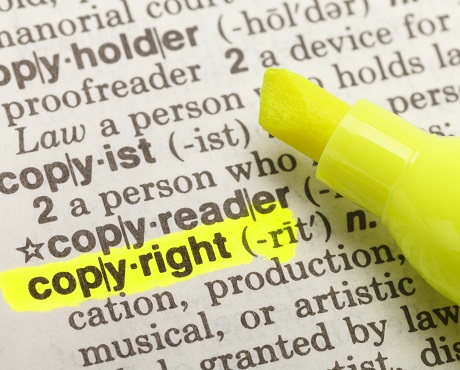 Word "copyright" highlighted representing intellectual property insurance