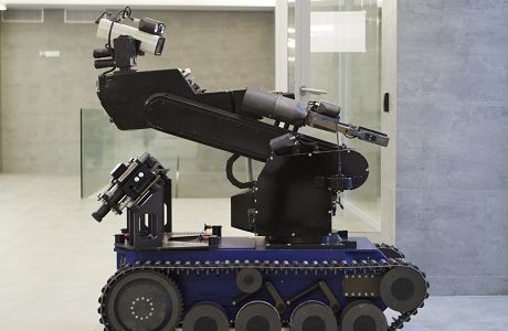 Bomb disposal robot for dealing with terrorism bomb threats representing Terrorism insurance