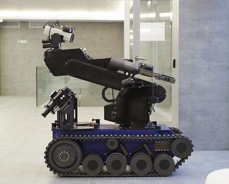 Bomb disposal robot for dealing with terrorism bomb threats representing Terrorism insurance